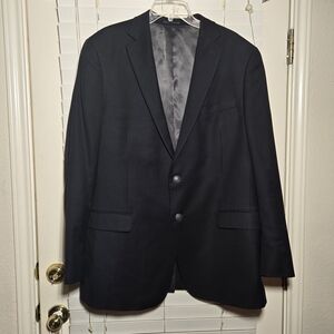 Hart Schaffner Marx Wool Blazer Coat Jacket Mens Size 46L Black Two Buttons